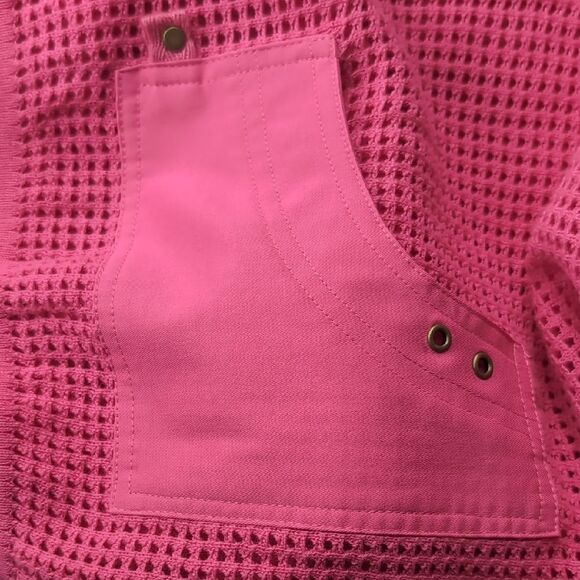 Nwot Fuchia Pink 💯% Cotton Knit Mech Cardigan Jacket with Pocket Detail Size Mp - Picture 2 of 11